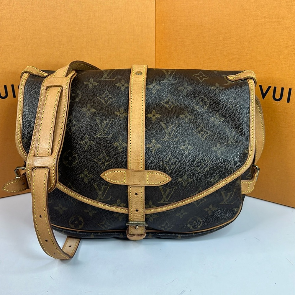 Louis Vuitton Black and Tan Crossbody Bag